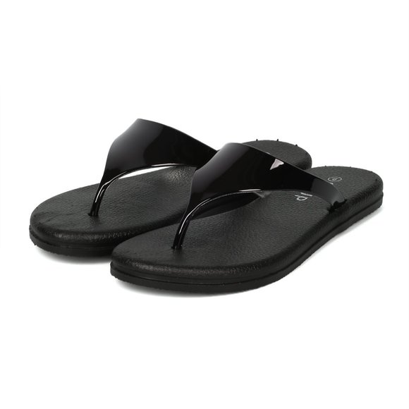 Alrisco Metallic Triangle Thong Flatform T-Strap Spring Summer Sandals - Picture 3 of 6